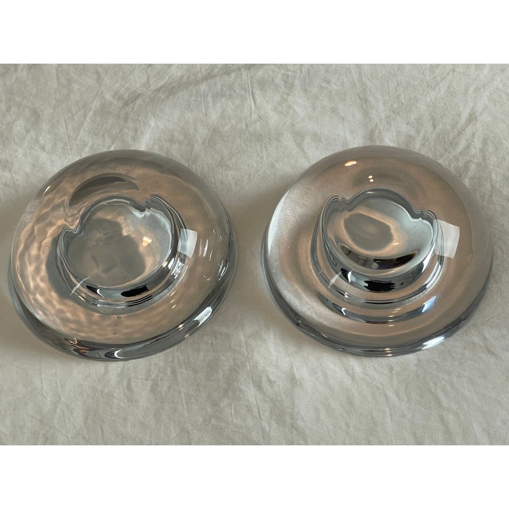 00419 - Set of 2 Clear Glass Tea Light Candle Holders Heavy Bowl Votive Holders‎ - Picture 5 of 11